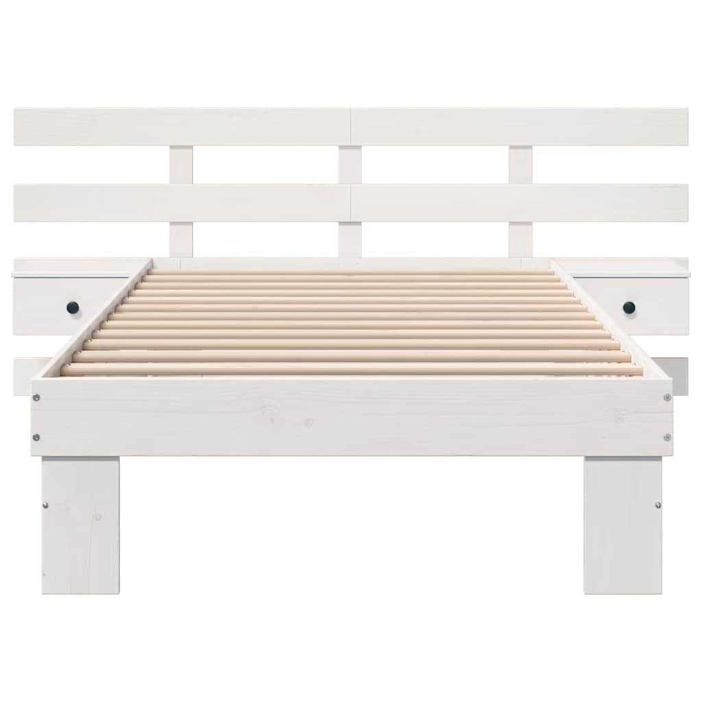 vidaXL Bed Frame with Headboard White 90 x 200 cm Solid Pine Wood