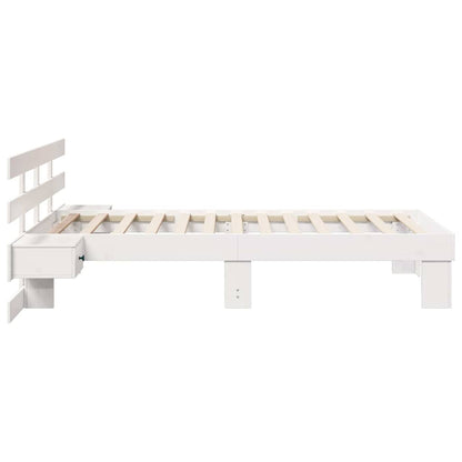 vidaXL Bed Frame with Headboard White 90 x 200 cm Solid Pine Wood