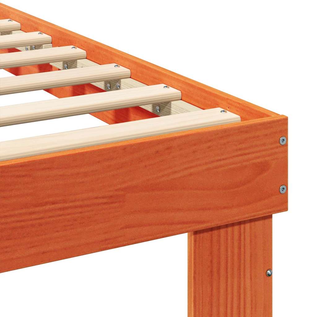 vidaXL Bed Frame with Headboard Wax Brown 90 x 200 cm Solid Pine Wood