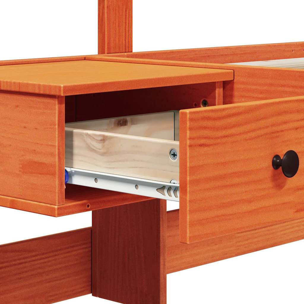 vidaXL Bed Frame with Headboard Wax Brown 90 x 200 cm Solid Pine Wood