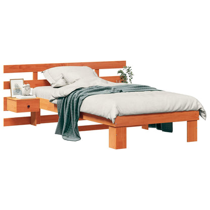 vidaXL Bed Frame with Headboard Wax Brown 90 x 200 cm Solid Pine Wood