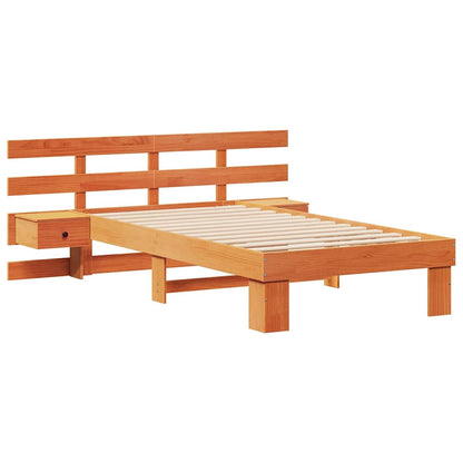 vidaXL Bed Frame with Headboard Wax Brown 90 x 200 cm Solid Pine Wood