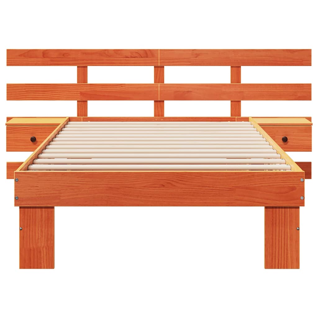 vidaXL Bed Frame with Headboard Wax Brown 90 x 200 cm Solid Pine Wood