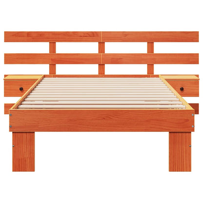 vidaXL Bed Frame with Headboard Wax Brown 90 x 200 cm Solid Pine Wood
