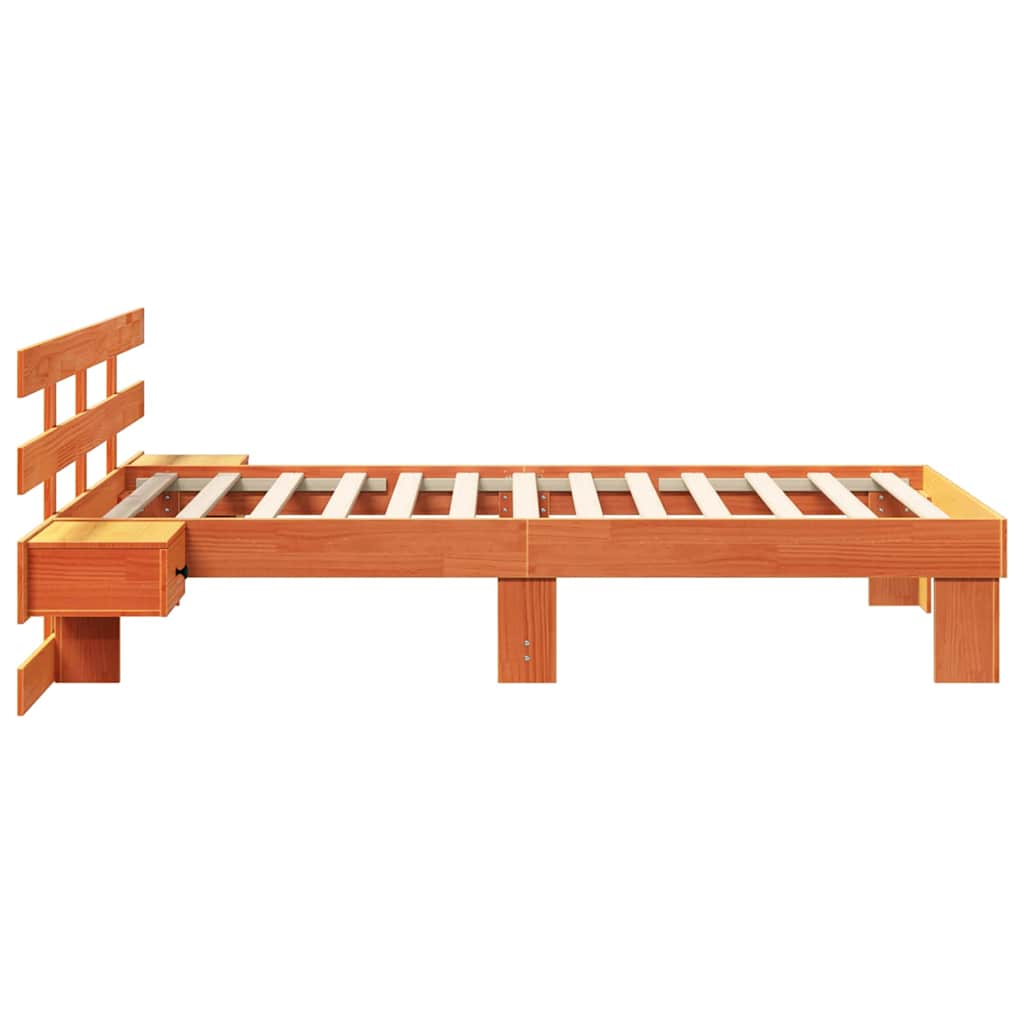 vidaXL Bed Frame with Headboard Wax Brown 90 x 200 cm Solid Pine Wood