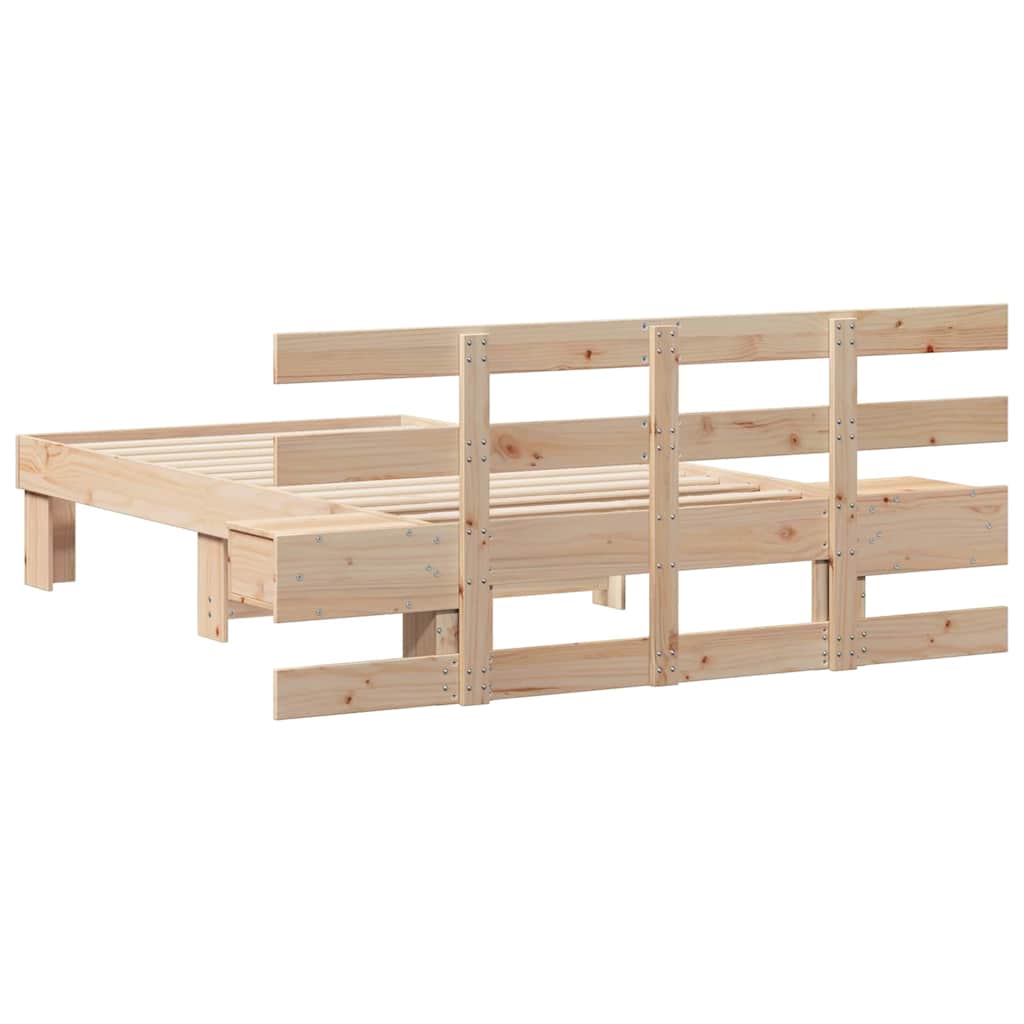vidaXL Bed Frame with Headboard Brown 90 x 190 cm Solid Pine Wood