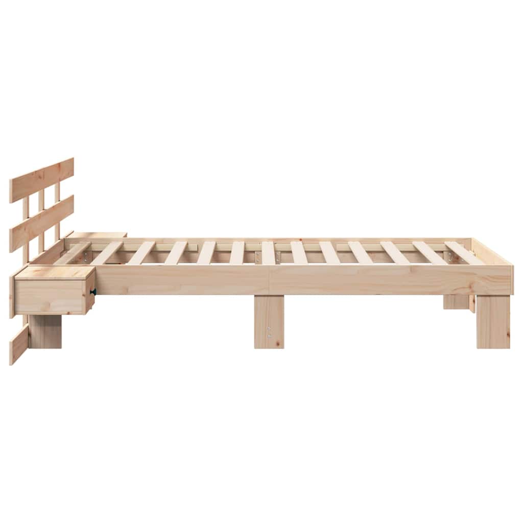 vidaXL Bed Frame with Headboard Brown 75 x 190 cm Solid Pine Wood