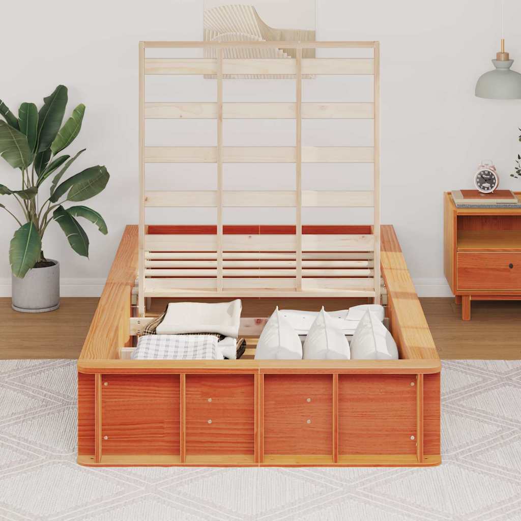 vidaXL Bed Frame Wax Brown 75 x 190 cm Solid Pine Wood