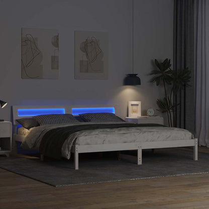 vidaXL Bed Frame with Headboard White 180 x 200 cm Solid Pine Wood