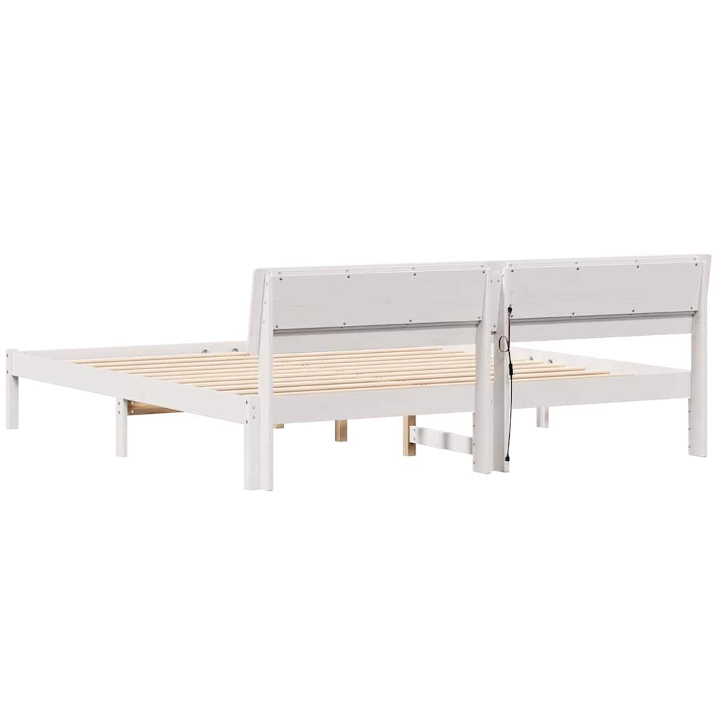 vidaXL Bed Frame with Headboard White 180 x 200 cm Solid Pine Wood