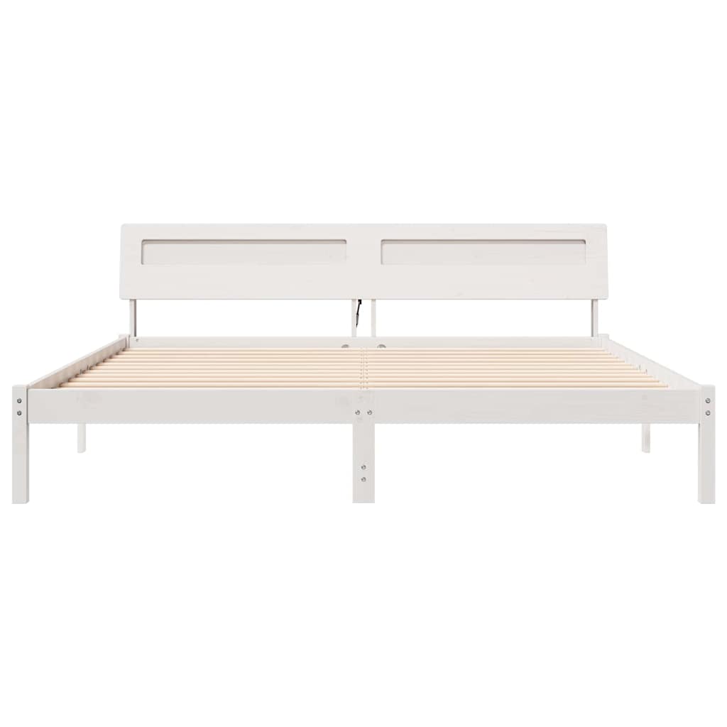 vidaXL Bed Frame with Headboard White 180 x 200 cm Solid Pine Wood