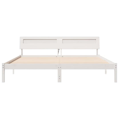 vidaXL Bed Frame with Headboard White 180 x 200 cm Solid Pine Wood