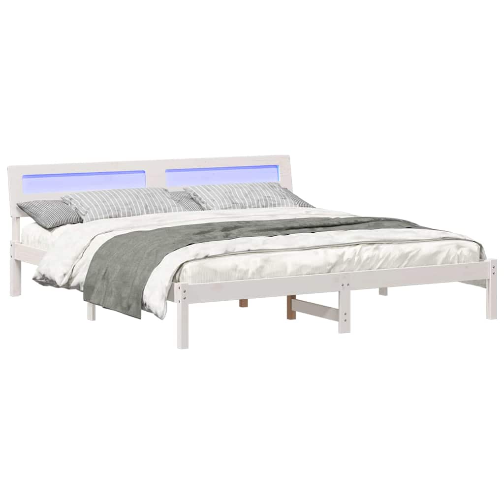 vidaXL Bed Frame with Headboard White 180 x 200 cm Solid Pine Wood