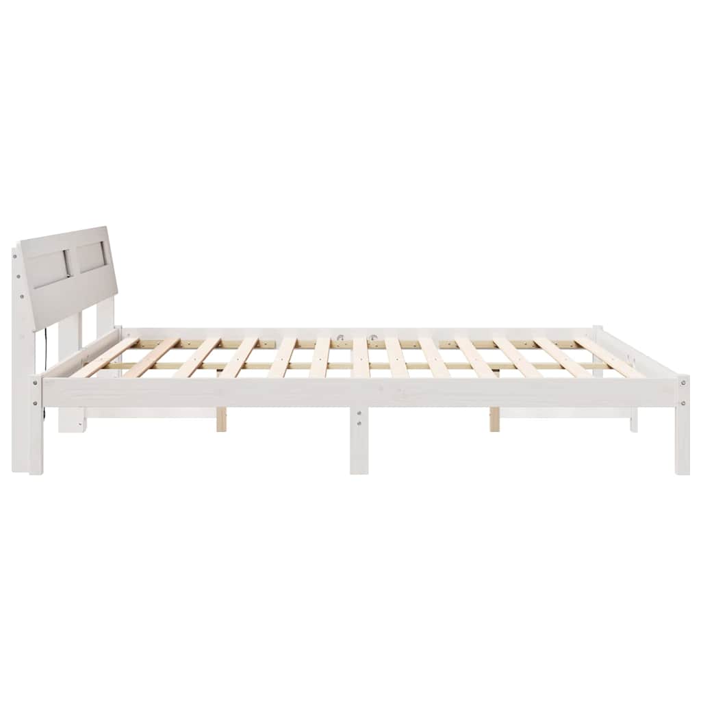 vidaXL Bed Frame with Headboard White 180 x 200 cm Solid Pine Wood