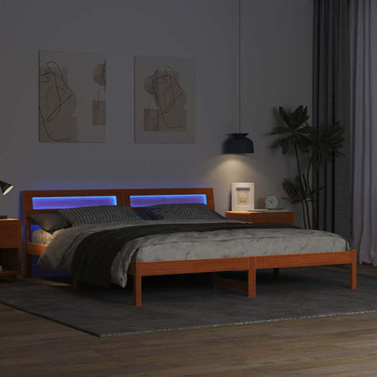 vidaXL Bed Frame with Headboard Wax Brown 180 x 200 cm Solid Pine Wood