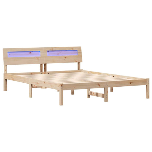 vidaXL Bed Frame with Headboard Brown 160 x 200 cm Solid Pine Wood
