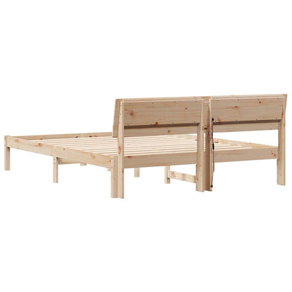 vidaXL Bed Frame with Headboard Brown 160 x 200 cm Solid Pine Wood