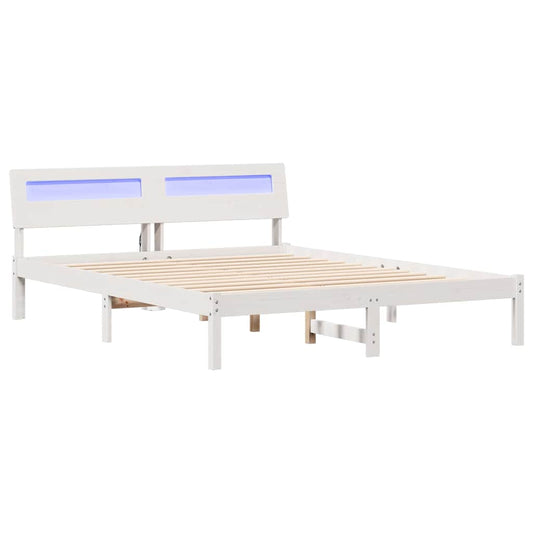 vidaXL Bed Frame with Headboard White 160 x 200 cm Solid Pine Wood