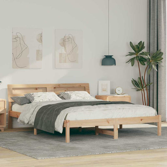 vidaXL Bed Frame with Headboard Brown 150 x 200 cm Solid Pine Wood