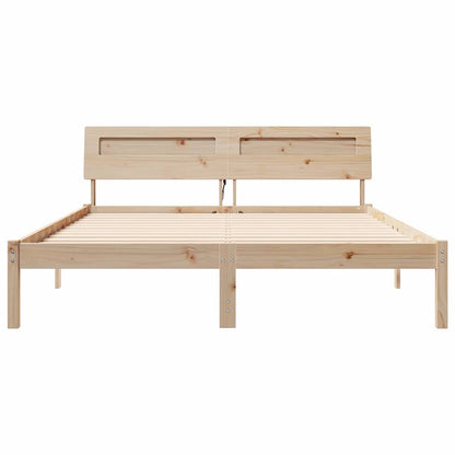 vidaXL Bed Frame with Headboard Brown 150 x 200 cm Solid Pine Wood