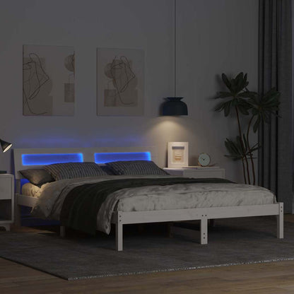 vidaXL Bed Frame with Headboard White 150 x 200 cm Solid Pine Wood