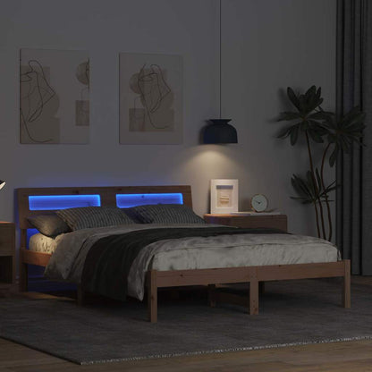 vidaXL Bed Frame with Headboard Brown 120 x 200 cm Solid Pine Wood