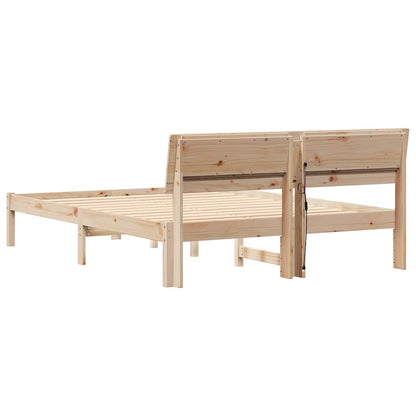 vidaXL Bed Frame with Headboard Brown 120 x 200 cm Solid Pine Wood