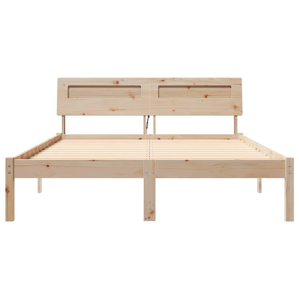vidaXL Bed Frame with Headboard Brown 120 x 200 cm Solid Pine Wood