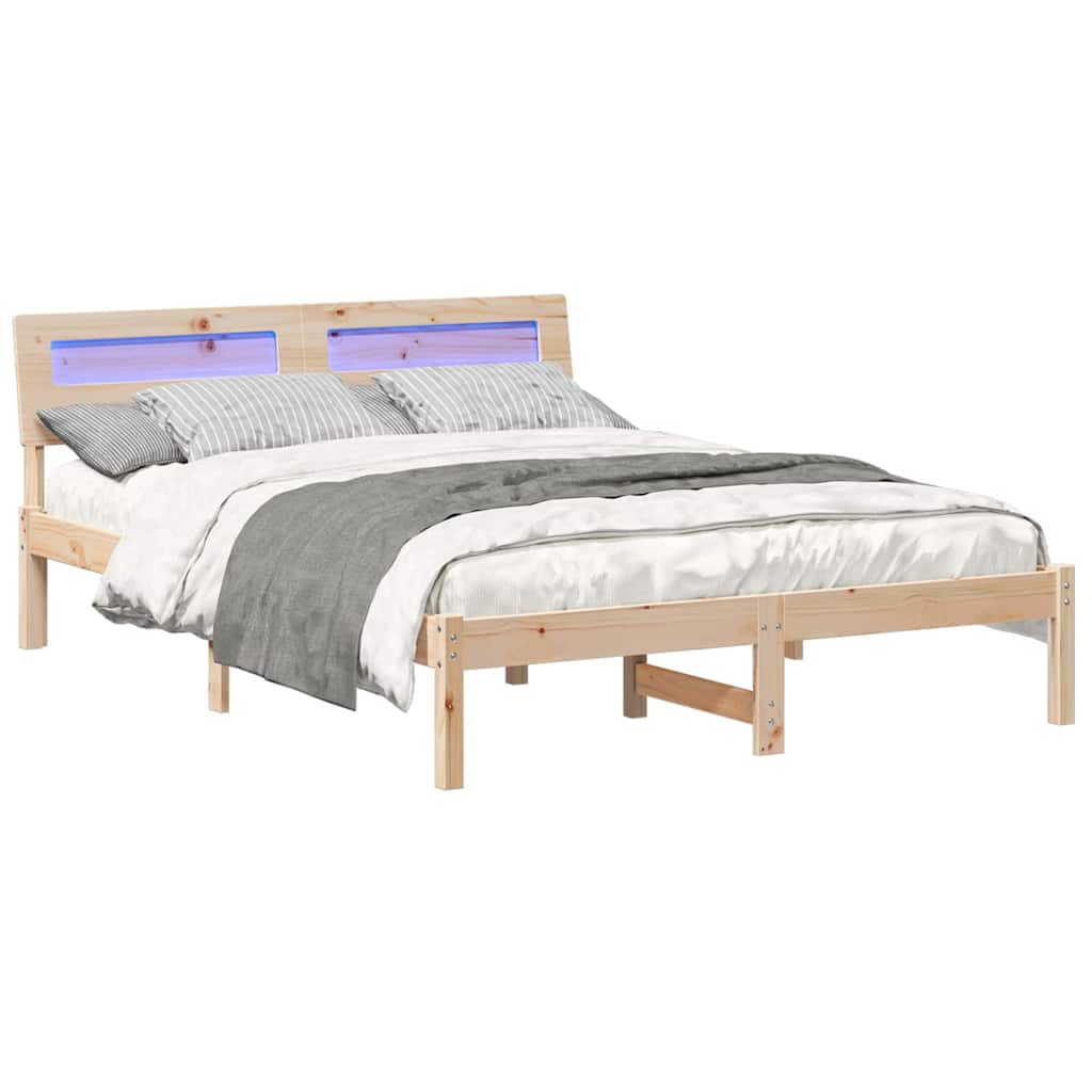 vidaXL Bed Frame with Headboard Brown 120 x 200 cm Solid Pine Wood