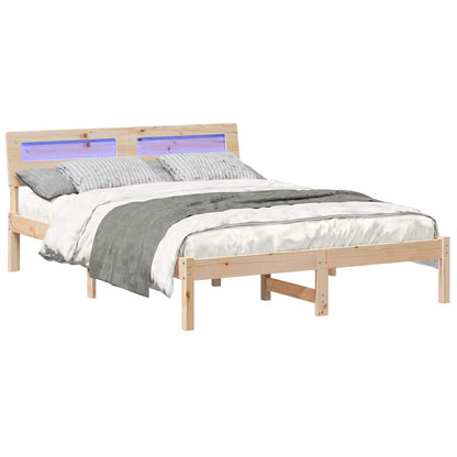 vidaXL Bed Frame with Headboard Brown 120 x 200 cm Solid Pine Wood