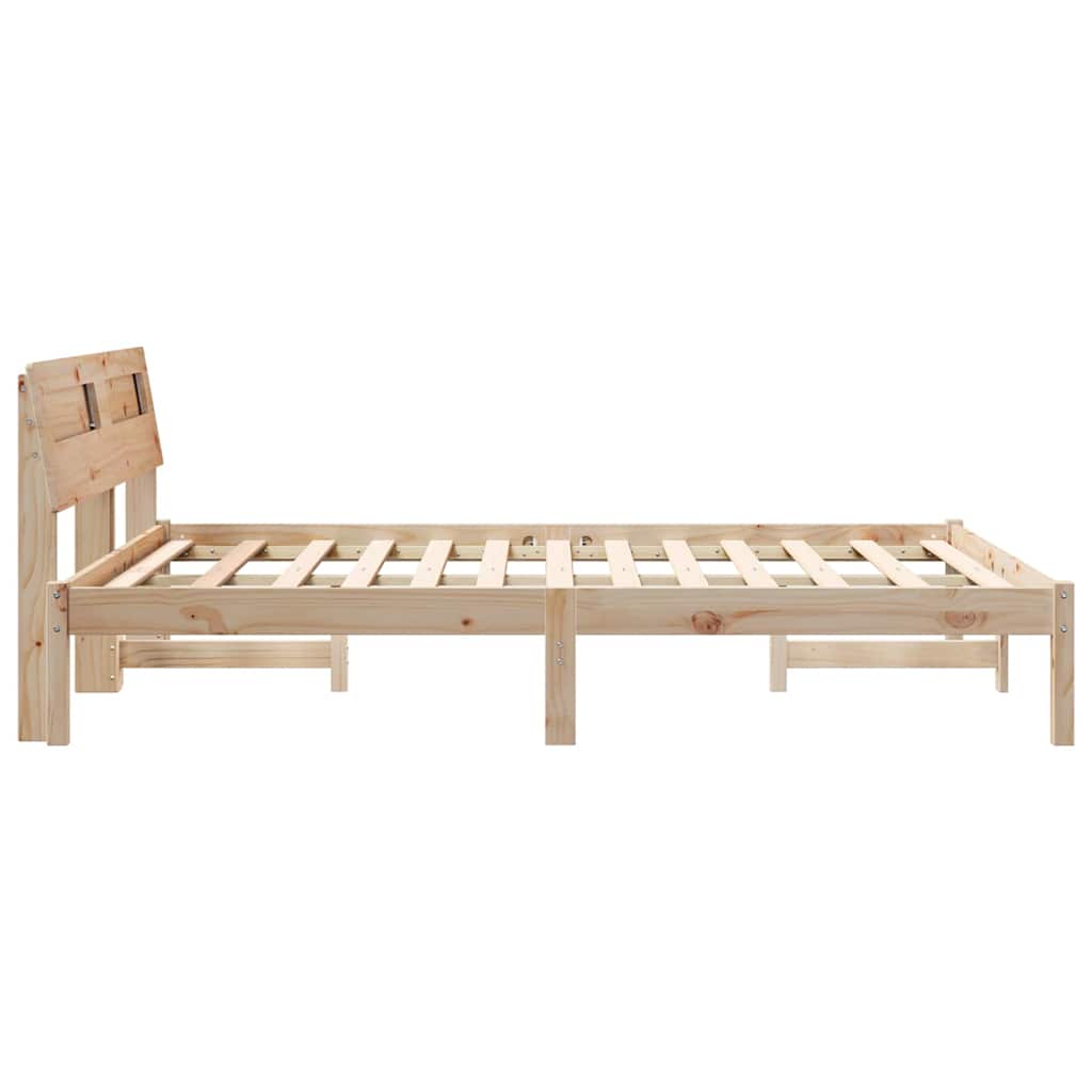 vidaXL Bed Frame with Headboard Brown 120 x 200 cm Solid Pine Wood