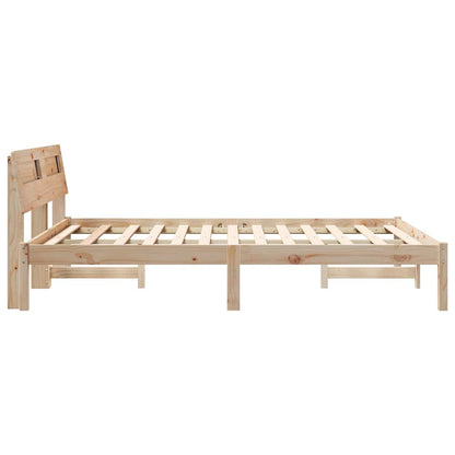 vidaXL Bed Frame with Headboard Brown 120 x 200 cm Solid Pine Wood