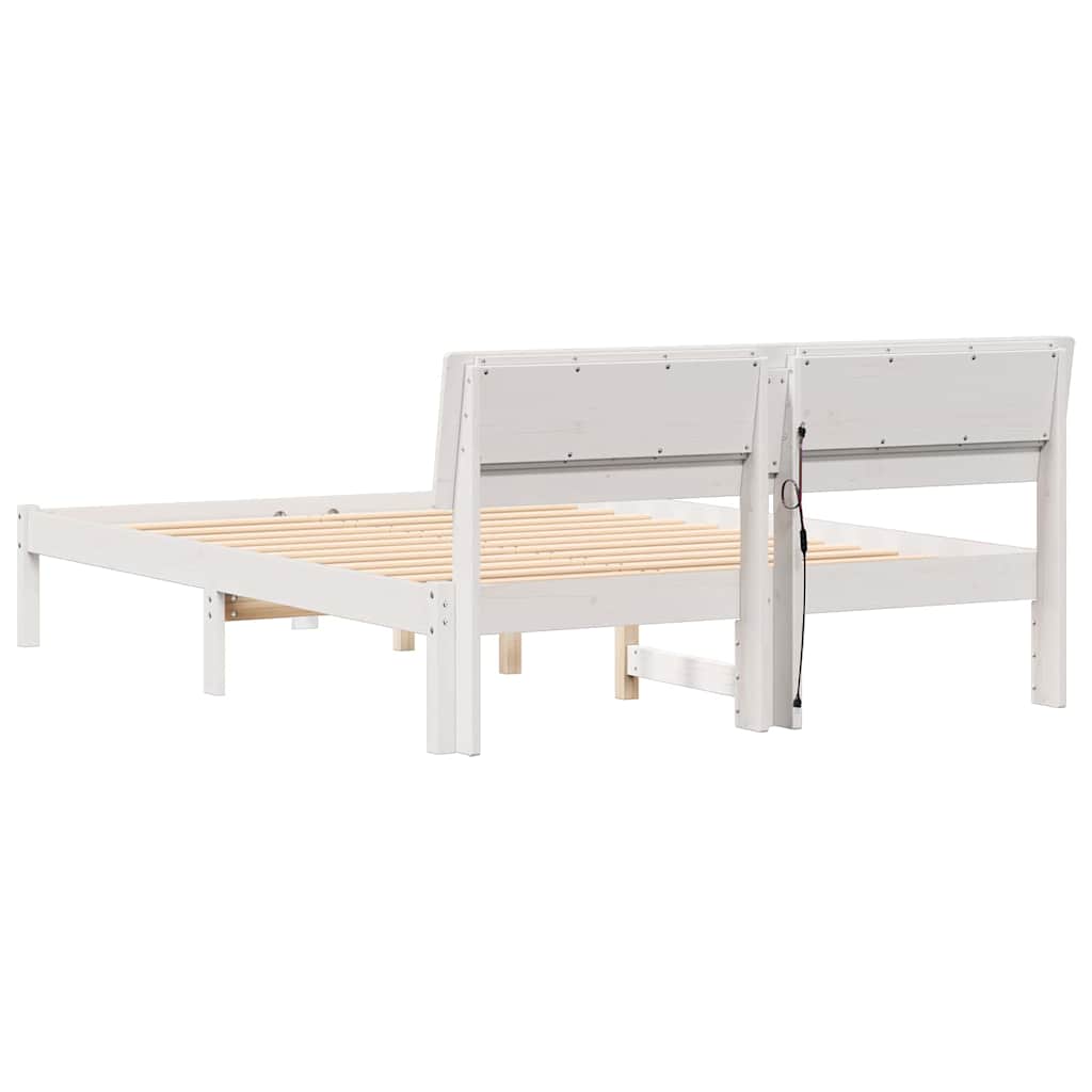 vidaXL Bed Frame with Headboard White 120 x 200 cm Solid Pine Wood
