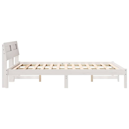vidaXL Bed Frame with Headboard White 140 x 190 cm Solid Pine Wood