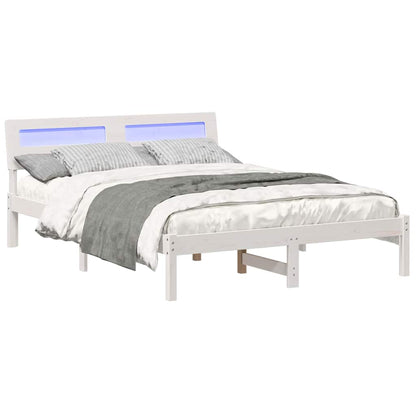 vidaXL Bed Frame with Headboard White 120 x 190 cm Solid Pine Wood