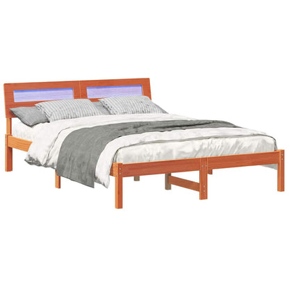 vidaXL Bed Frame with Headboard Wax Brown 120 x 190 cm Solid Pine Wood