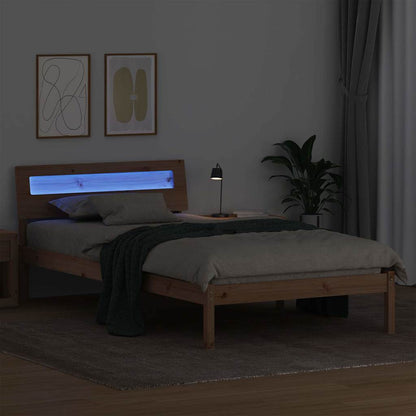 vidaXL Bed Frame with Headboard Brown 100 x 200 cm Solid Pine Wood