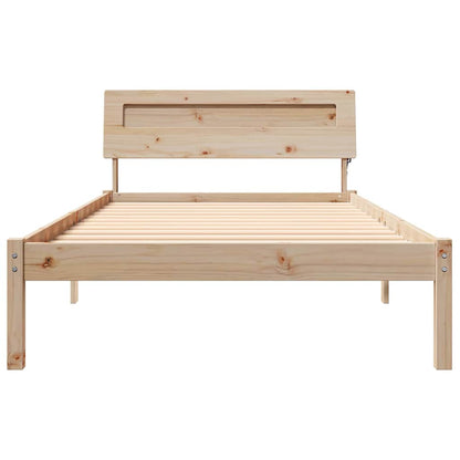 vidaXL Bed Frame with Headboard Brown 100 x 200 cm Solid Pine Wood