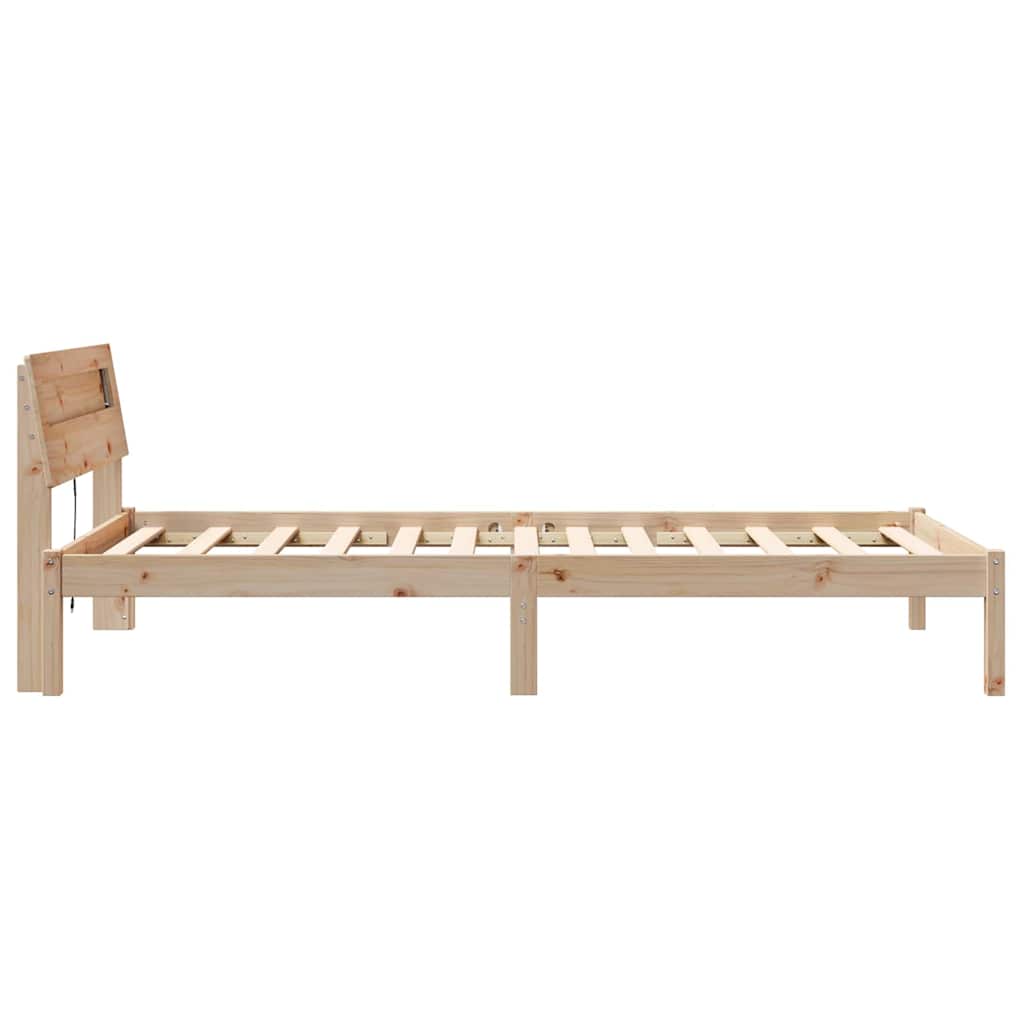 vidaXL Bed Frame with Headboard Brown 100 x 200 cm Solid Pine Wood