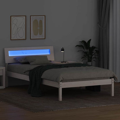 vidaXL Bed Frame with Headboard White 90 x 200 cm Solid Pine Wood