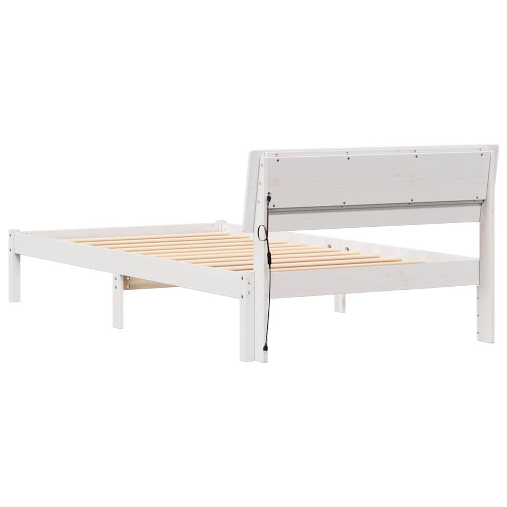 vidaXL Bed Frame with Headboard White 90 x 200 cm Solid Pine Wood