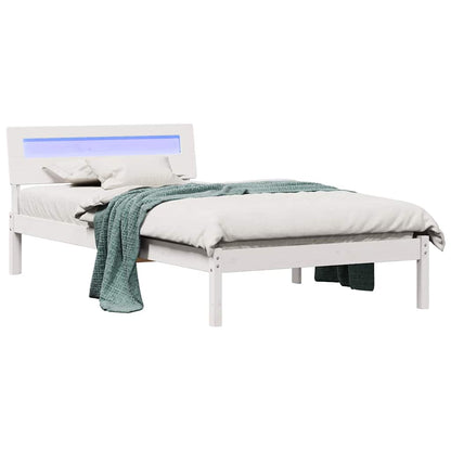 vidaXL Bed Frame with Headboard White 90 x 200 cm Solid Pine Wood