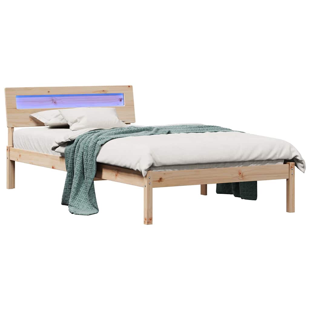 vidaXL Bed Frame with Headboard Brown 80 x 200 cm Solid Pine Wood