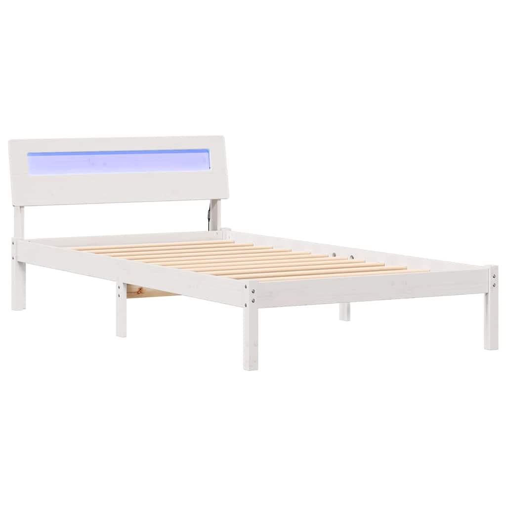 vidaXL Bed Frame with Headboard White 80 x 200 cm Solid Pine Wood