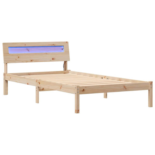 vidaXL Bed Frame with Headboard Brown 90 x 190 cm Solid Pine Wood