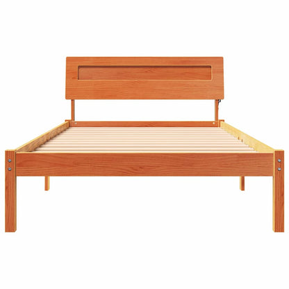 vidaXL Bed Frame with Headboard Wax Brown 90 x 190 cm Solid Pine Wood