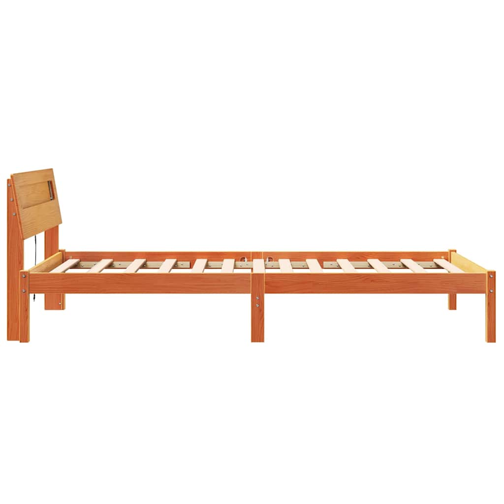 vidaXL Bed Frame with Headboard Wax Brown 90 x 190 cm Solid Pine Wood
