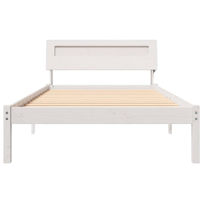vidaXL Bed Frame with Headboard White 75 x 190 cm Solid Pine Wood