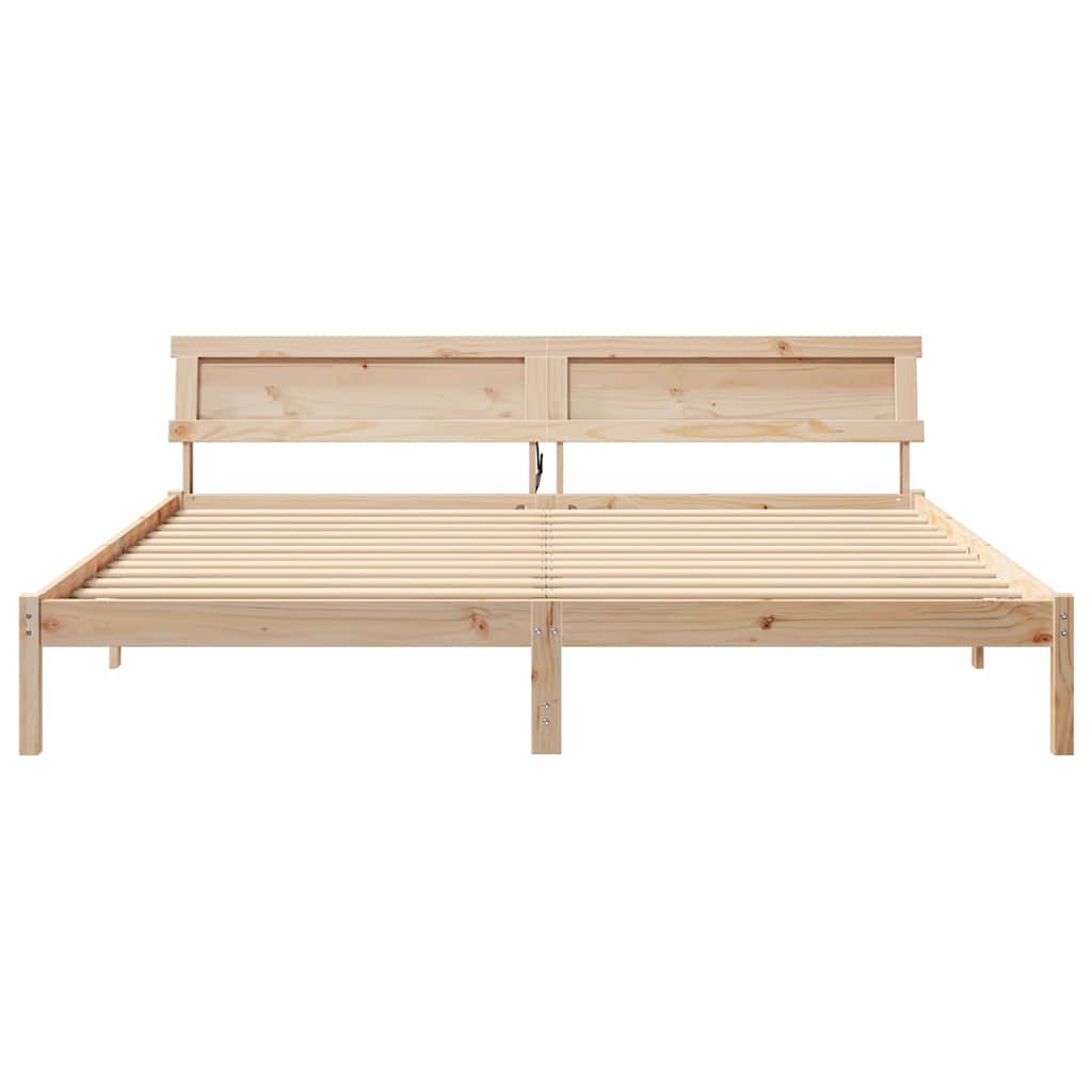 vidaXL Bed Frame with Headboard Brown 180 x 200 cm Solid Pine Wood