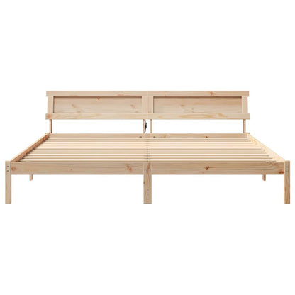 vidaXL Bed Frame with Headboard Brown 180 x 200 cm Solid Pine Wood